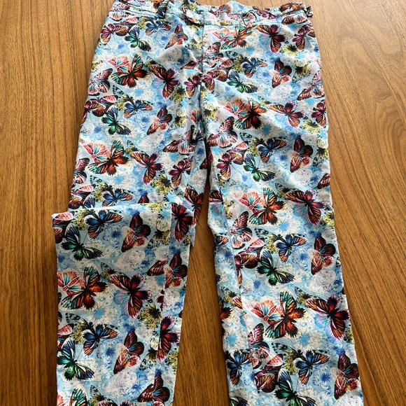 Custom Cotton Blue Butterfly Print Trousers - 30 waist - Picture 6 of 6